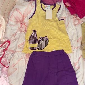 Jelly Beans Yellow Striped Tank with Purple Trim